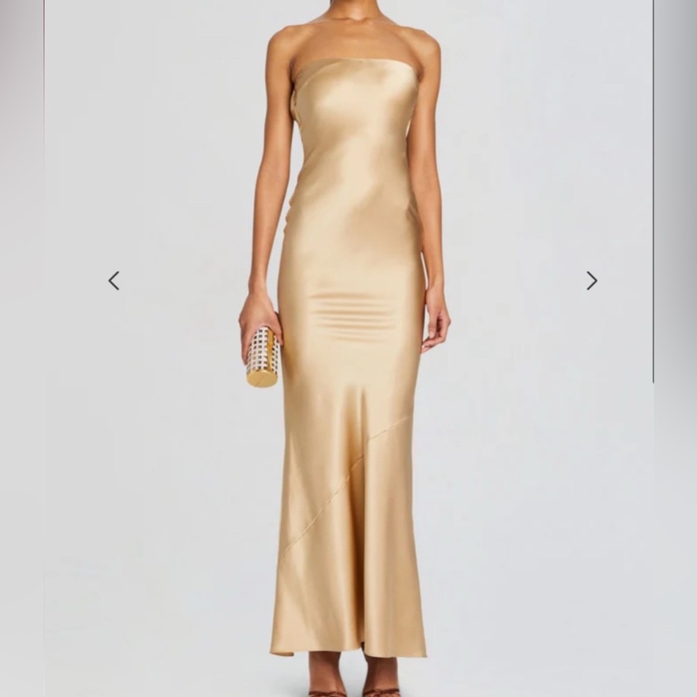 Retrofête Keaton Silk Maxi Bodycon Dress Nude NWT